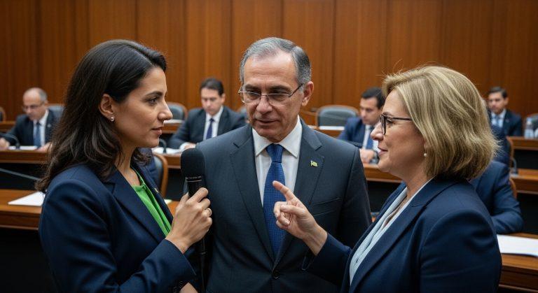 Environmental activists paddling along the Paraná River wetlands at dawn.